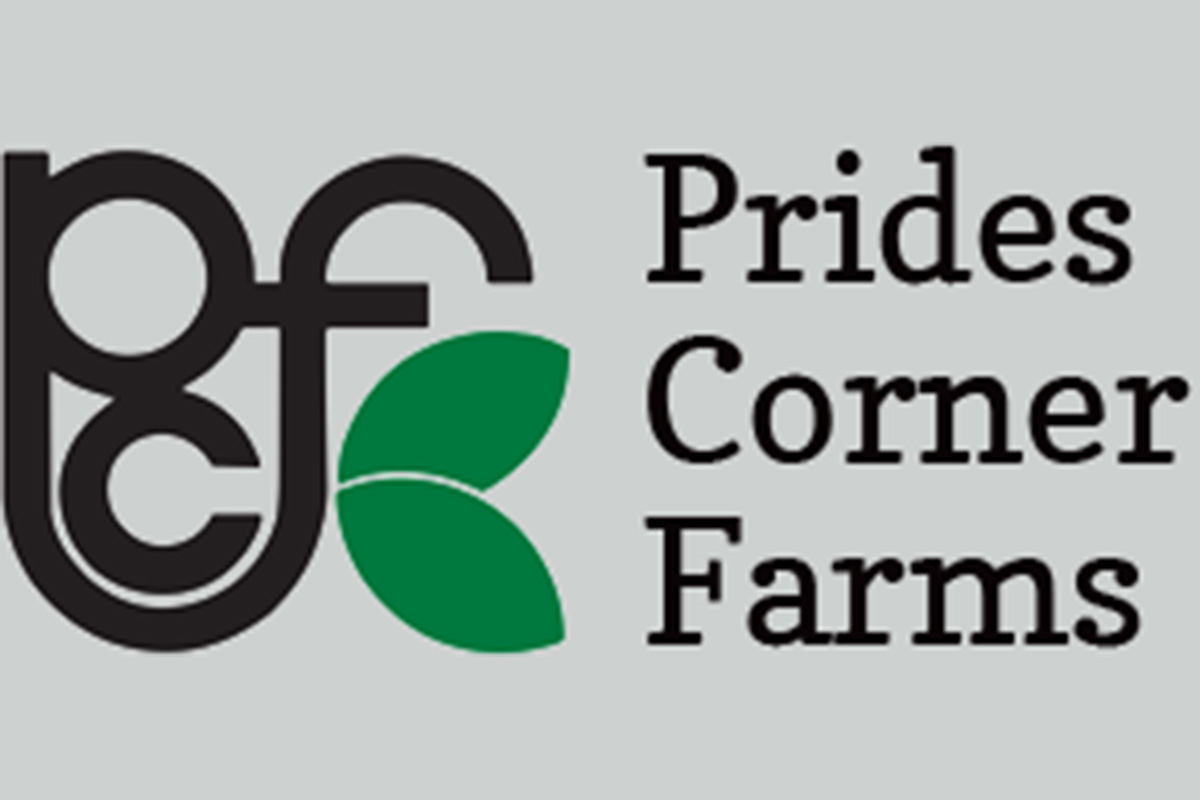 The logo of Prides Corner Farms in Lebanon, Connecticut.